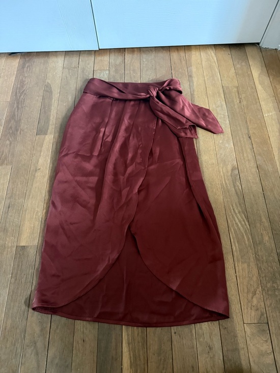 Express Dresses & Skirts - Express Burgundy High-Low Wrap Skirt with Tie Waist